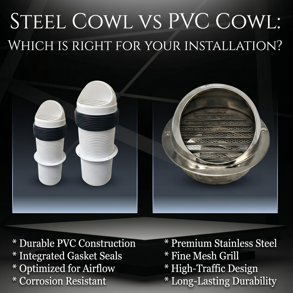 Steel Cowl vs PVC Cowl: Which Is Right for Your Installation?