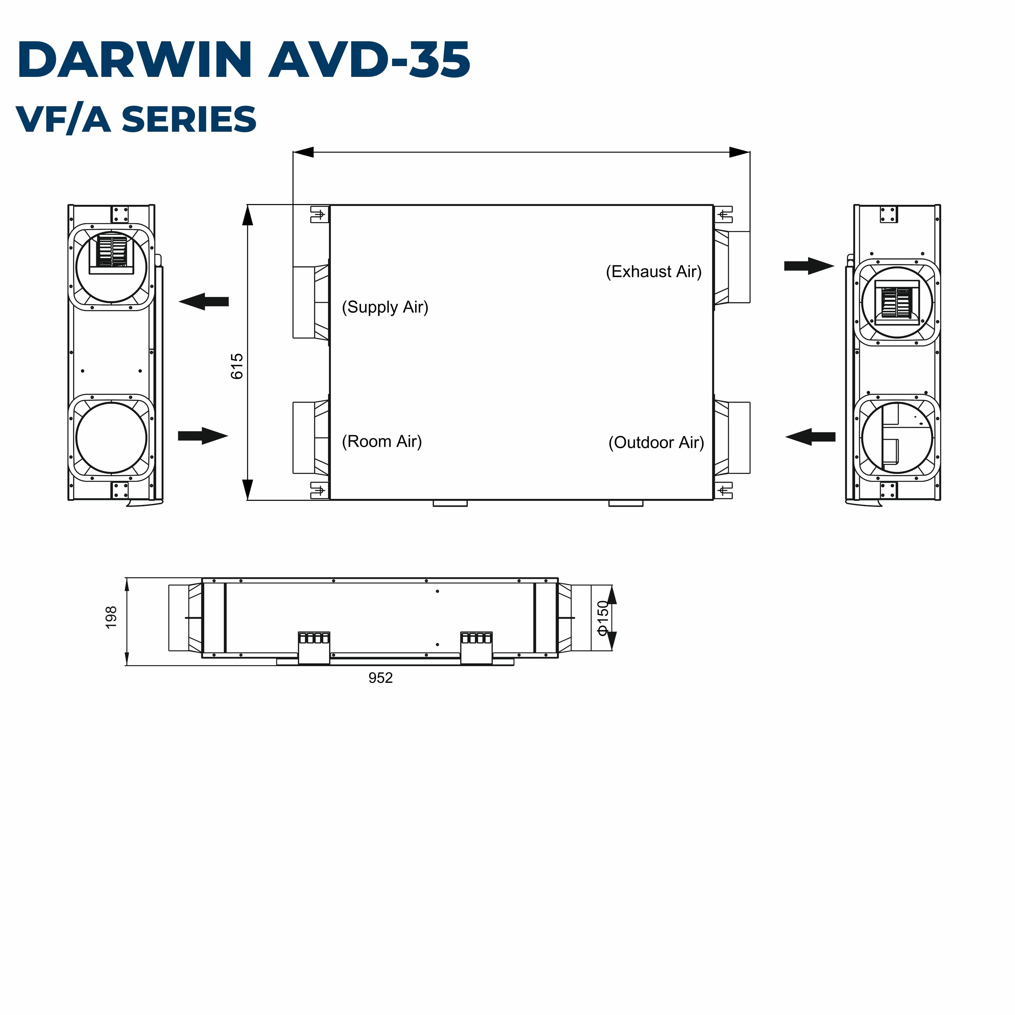 Astberg DARWIN HYBRID ERV AMERICAN TECHNOLOGY IFD FILTERS AVD35 350CMH FRESHAIR AIR PURIFICATION SYSTEM (NON REPLACEABLE FILTERS) 85-88% ENERGY RECOVERY EFFICIENCY