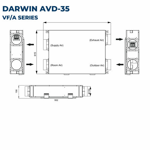 Astberg DARWIN HYBRID ERV AMERICAN TECHNOLOGY IFD FILTERS AVD35 350CMH FRESHAIR AIR PURIFICATION SYSTEM (NON REPLACEABLE FILTERS) 85-88% ENERGY RECOVERY EFFICIENCY