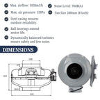 Astberg AEE200G Circular Inline Duct Fan (200 mm / 8") 1020 m³/h | 600 CFM