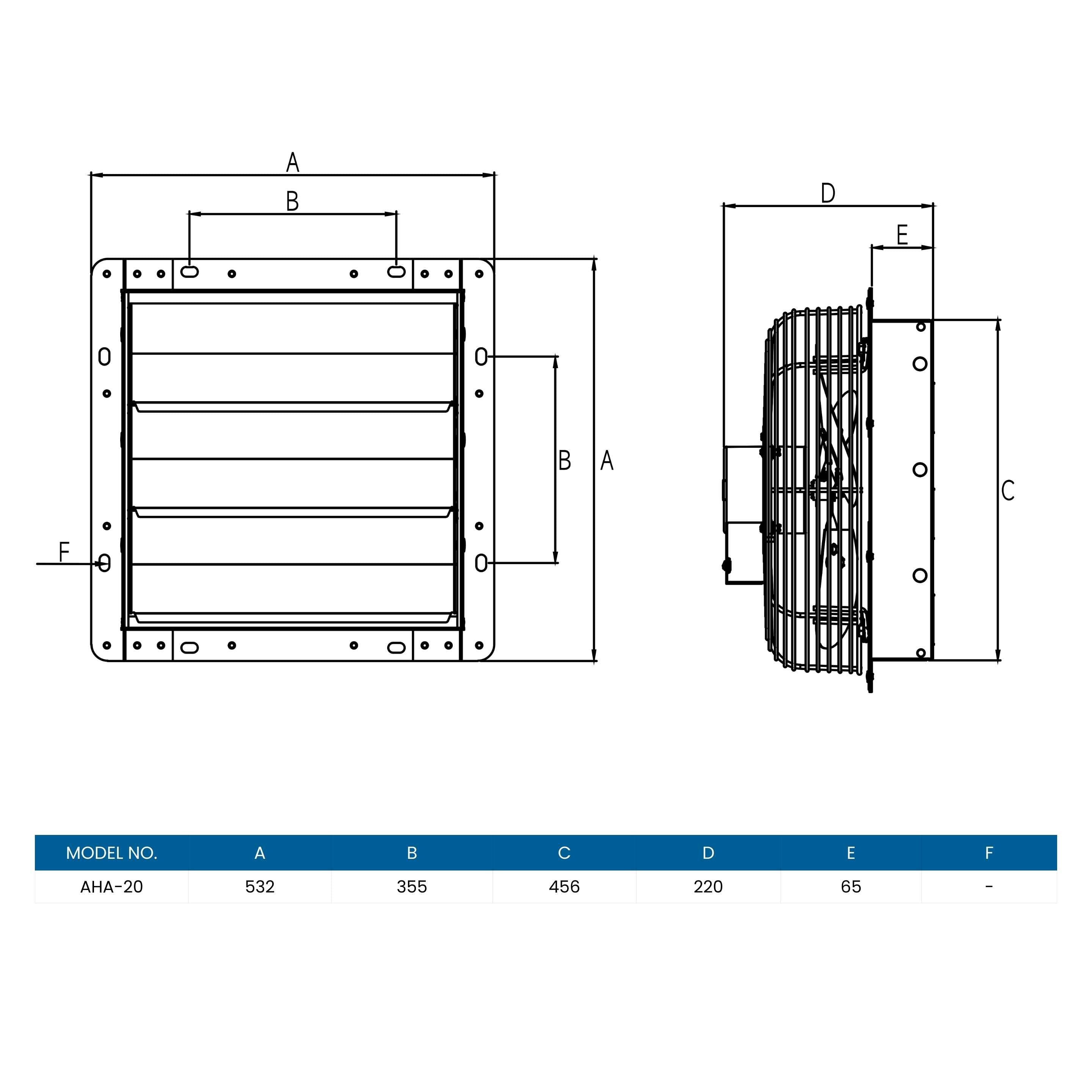 Astberg AHA20 18X18 POWDER COATED PROPELLER WALL EXHAUST VENTILATION FAN WITH SHUTTERS 5950CMH