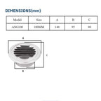 ASTBERG OUTER STEEL PIPE VENT GRILL WITH MESH SS304 150MM 6"