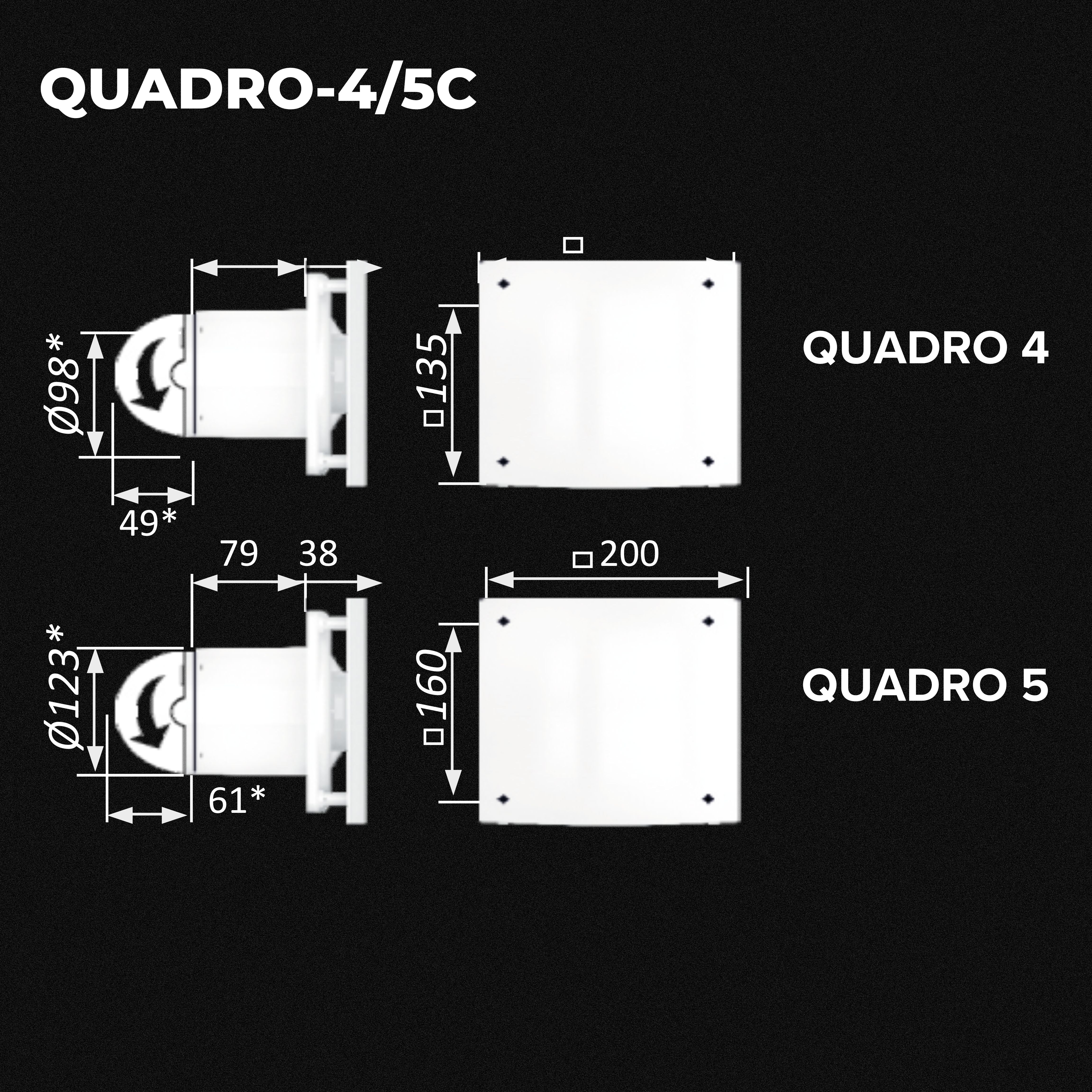 ASTBERG QUADRO 5C  140CMH 125MM PIPE WALL CEILING  EXHAUST VENTILATION FAN