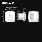 ASTBERG RIO4C 98CMH 100MM PIPE WALL CEILING  EXHAUST VENTILATION FAN