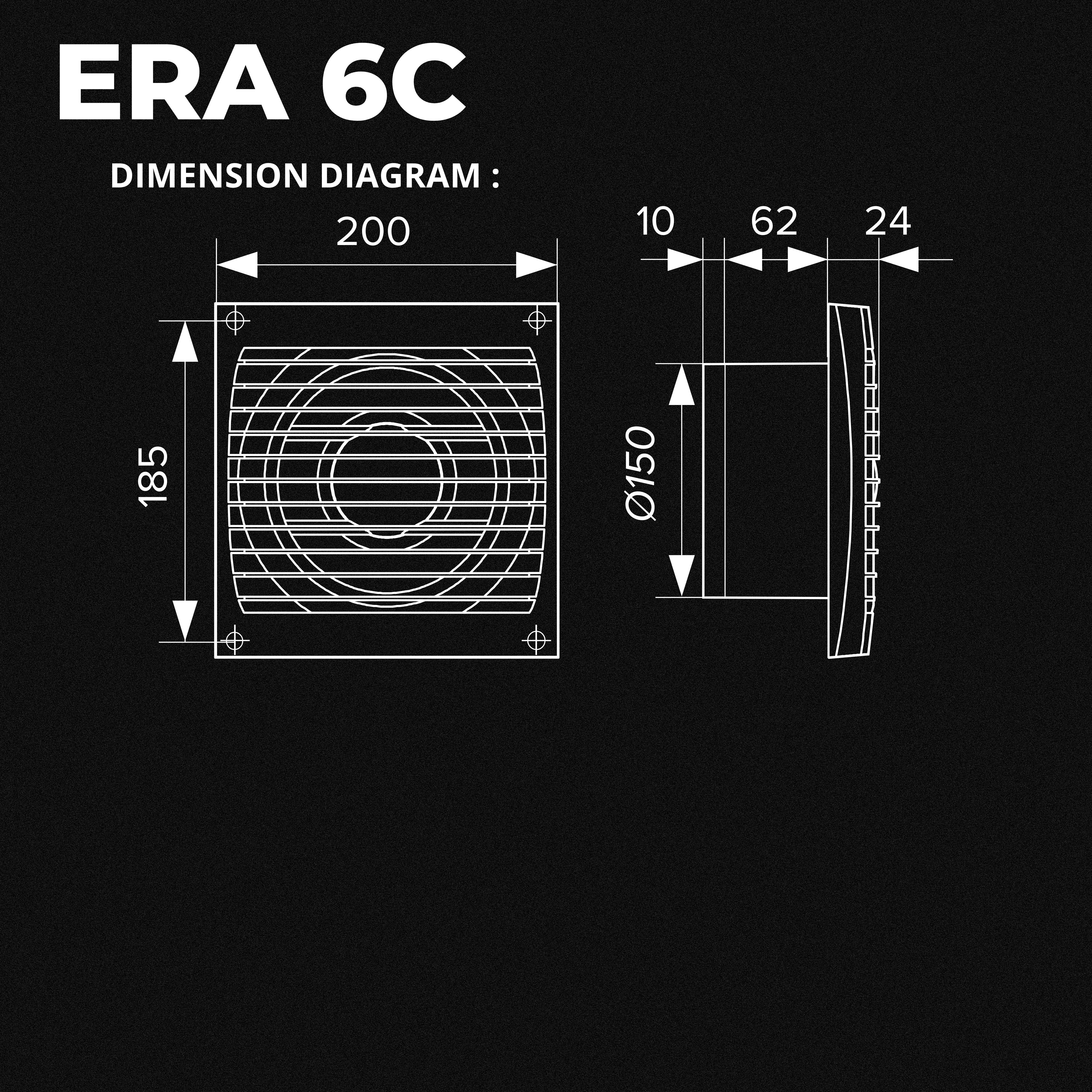 ASTBERG ERA6 C  PIPE/WALL/CEILING  EXHAUST VENTILATION FAN290CMH 150MM 6"