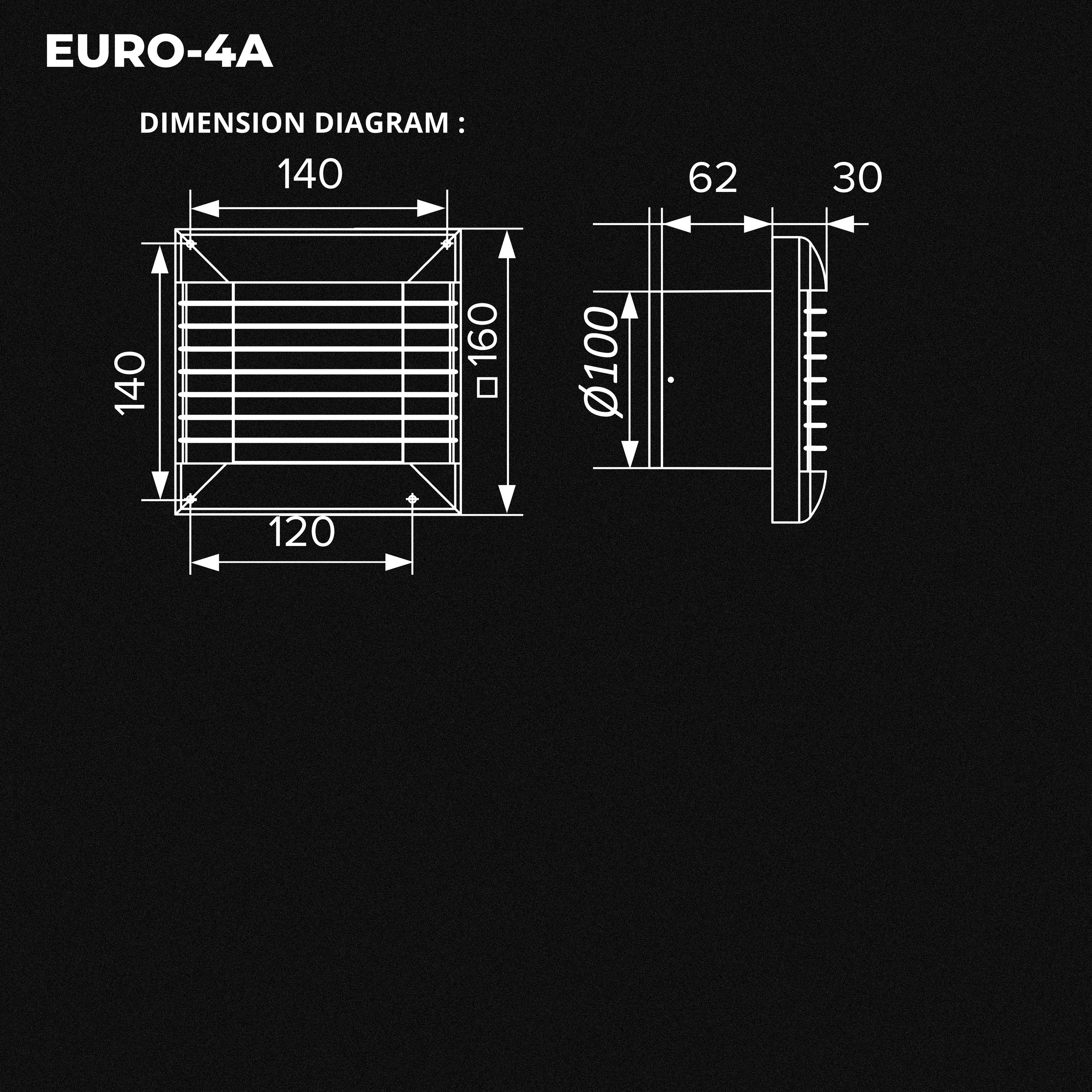 ASTBERG EURO4A PIPE/WALL/CEILING  EXHAUST VENTILATION FAN 85CMH 100MM