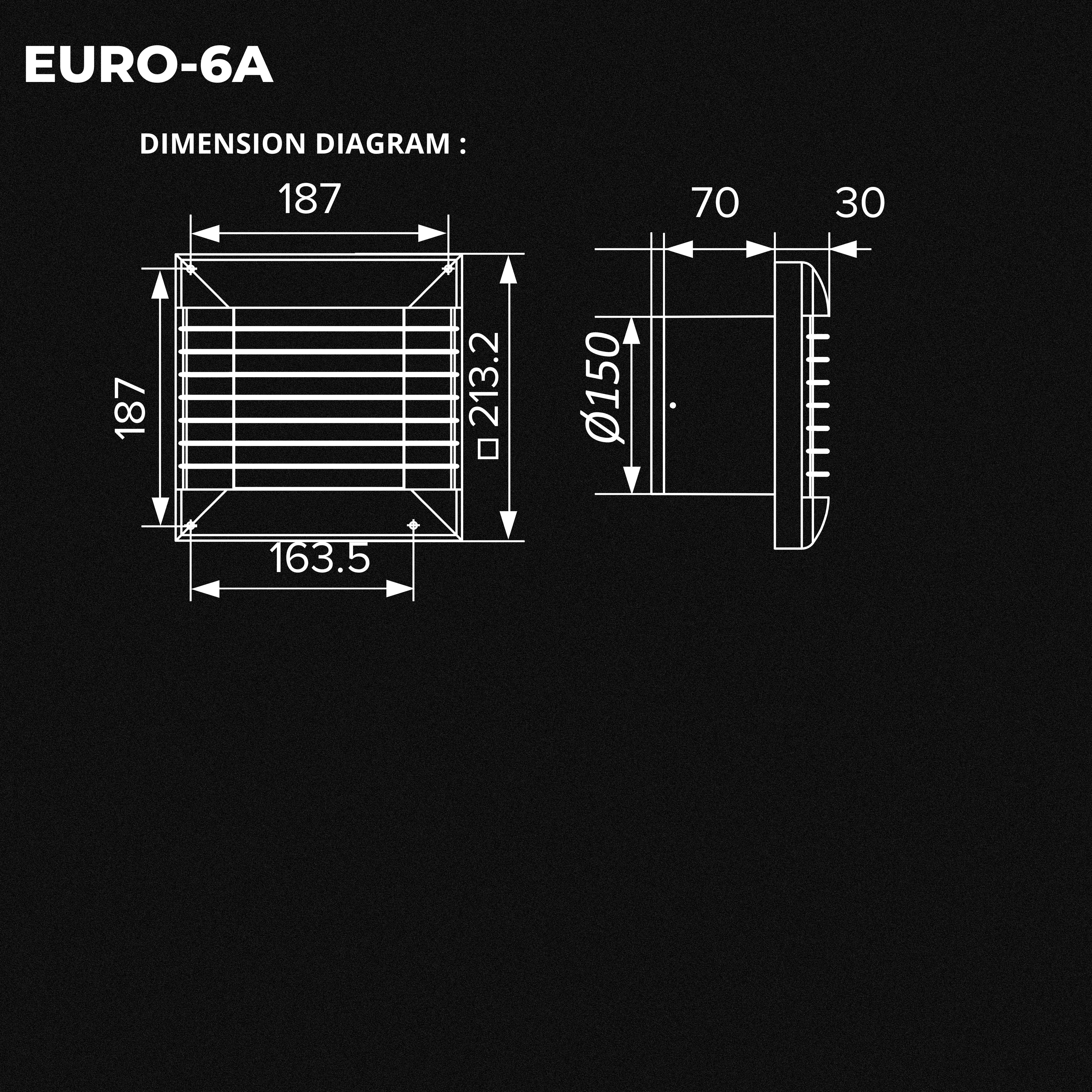 ASTBERG EURO 6A PIPE/WALL/CEILING  EXHAUST VENTILATION FAN 230CMH 6" 150MM