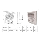 Astberg ABS OUTER SQUARE GRILL WITH MESH  150MM 6"-AVG150