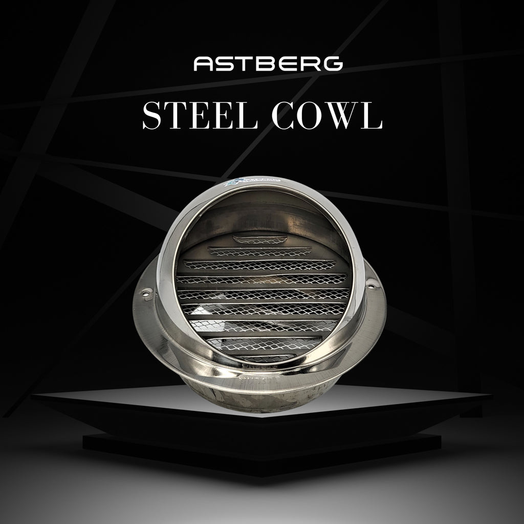 ASTBERG STEEL OUTER PIPE  COWL WITH MESH GREY PAINT 100MM 4" (ASCGP100)