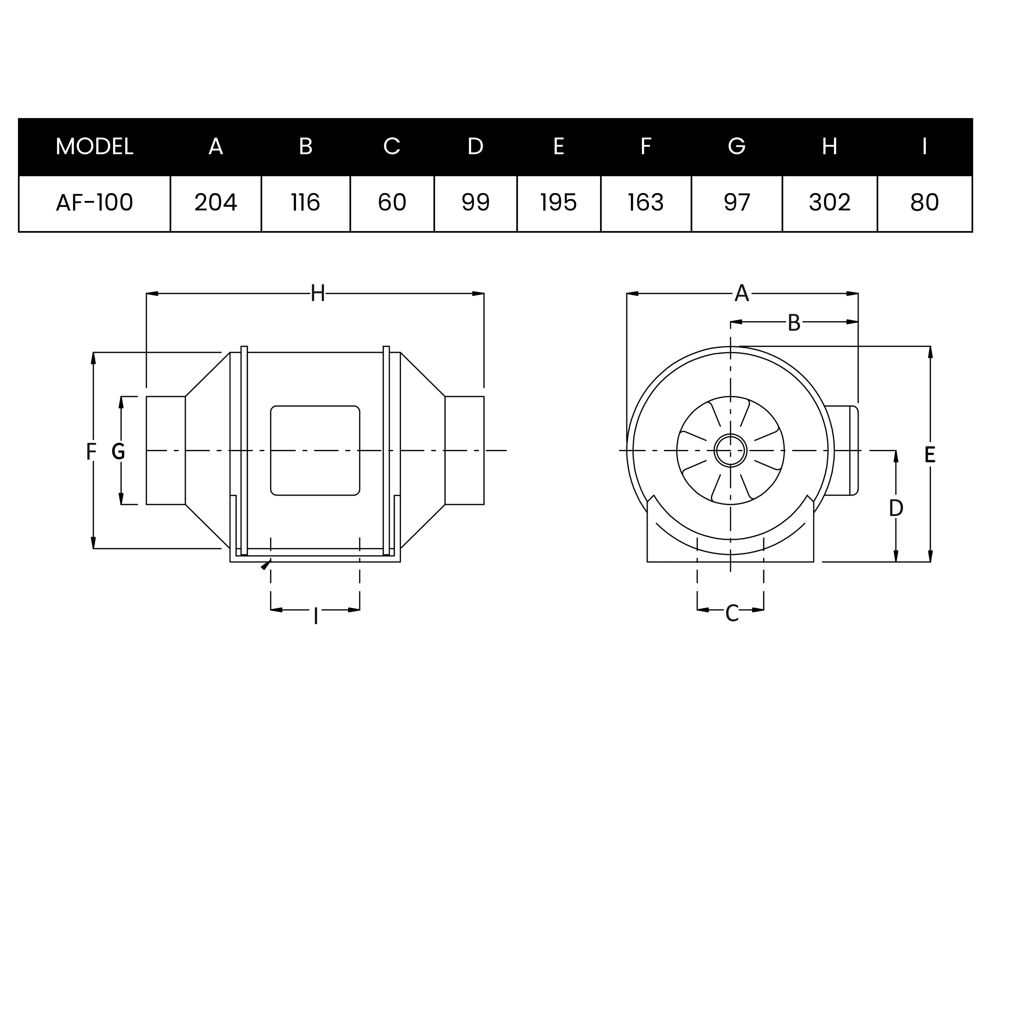 ASTBERG AF-100P SILENT MIXFLOW INLINE CIRCULAR DUCT VENTILATION EXHAUST FAN 198CMH 100MM