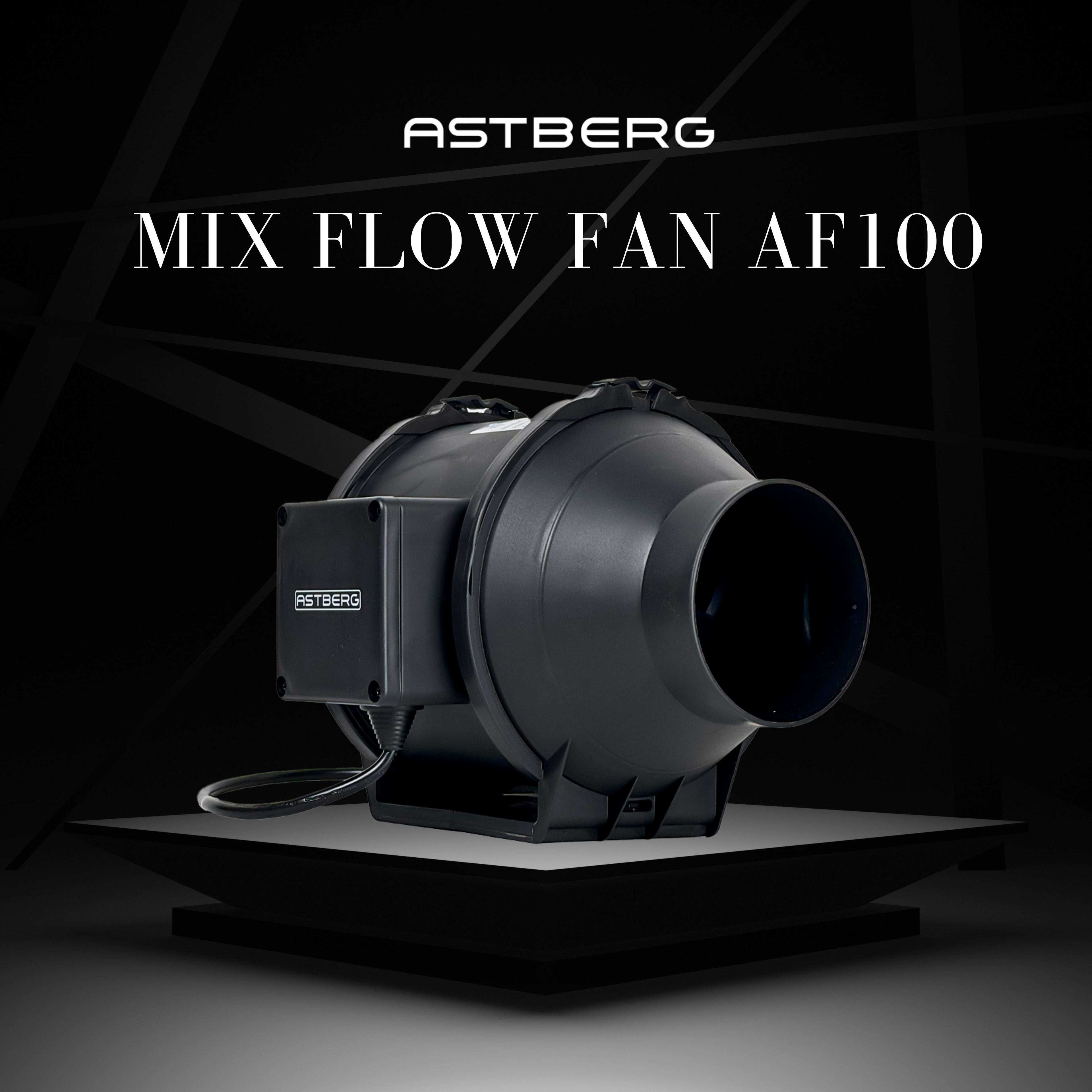 ASTBERG AF100P SILENT MIXFLOW INLINE CIRCULAR DUCT VENTILATION EXHAUST FAN 198CMH 100MM
