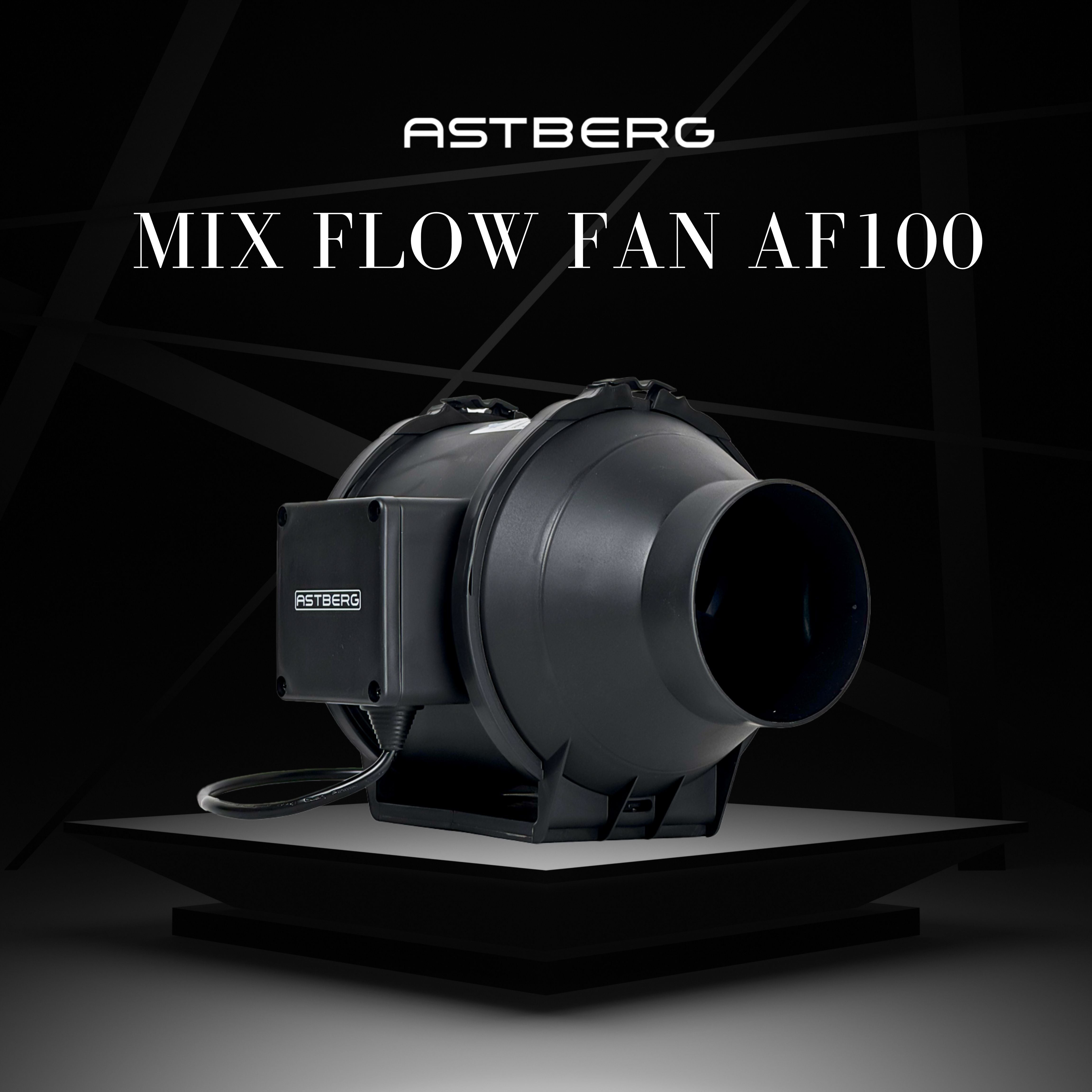 ASTBERG AF-100P SILENT MIXFLOW INLINE CIRCULAR DUCT VENTILATION EXHAUST FAN 198CMH 100MM