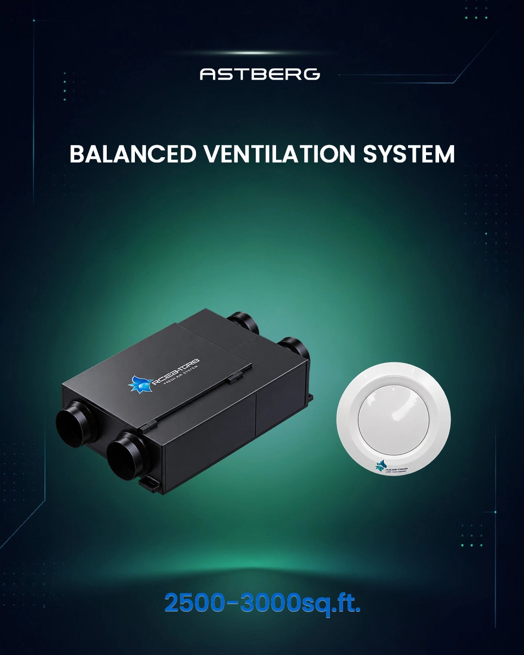 ASTBERG BALANCED VENTILATION SYSTEM FOR 2500-3000 (Sq. ft.) RESIDENTIAL OR SEMI-COMMERCIAL