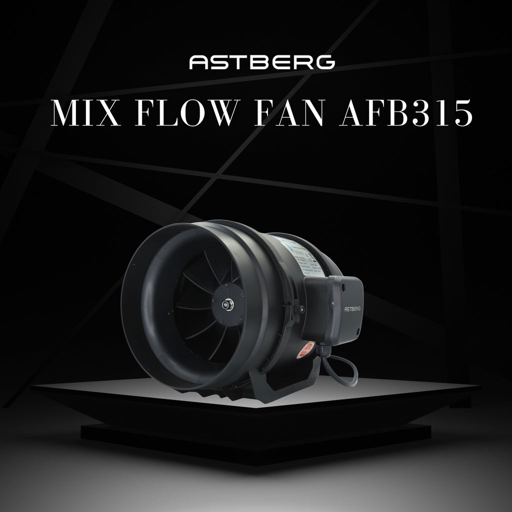 ASTBERG BLACK MIXFLOW CIRCULAR INLINE DUCT VENTILATION FAN WITH SWITCH AFB315 315MM 12"