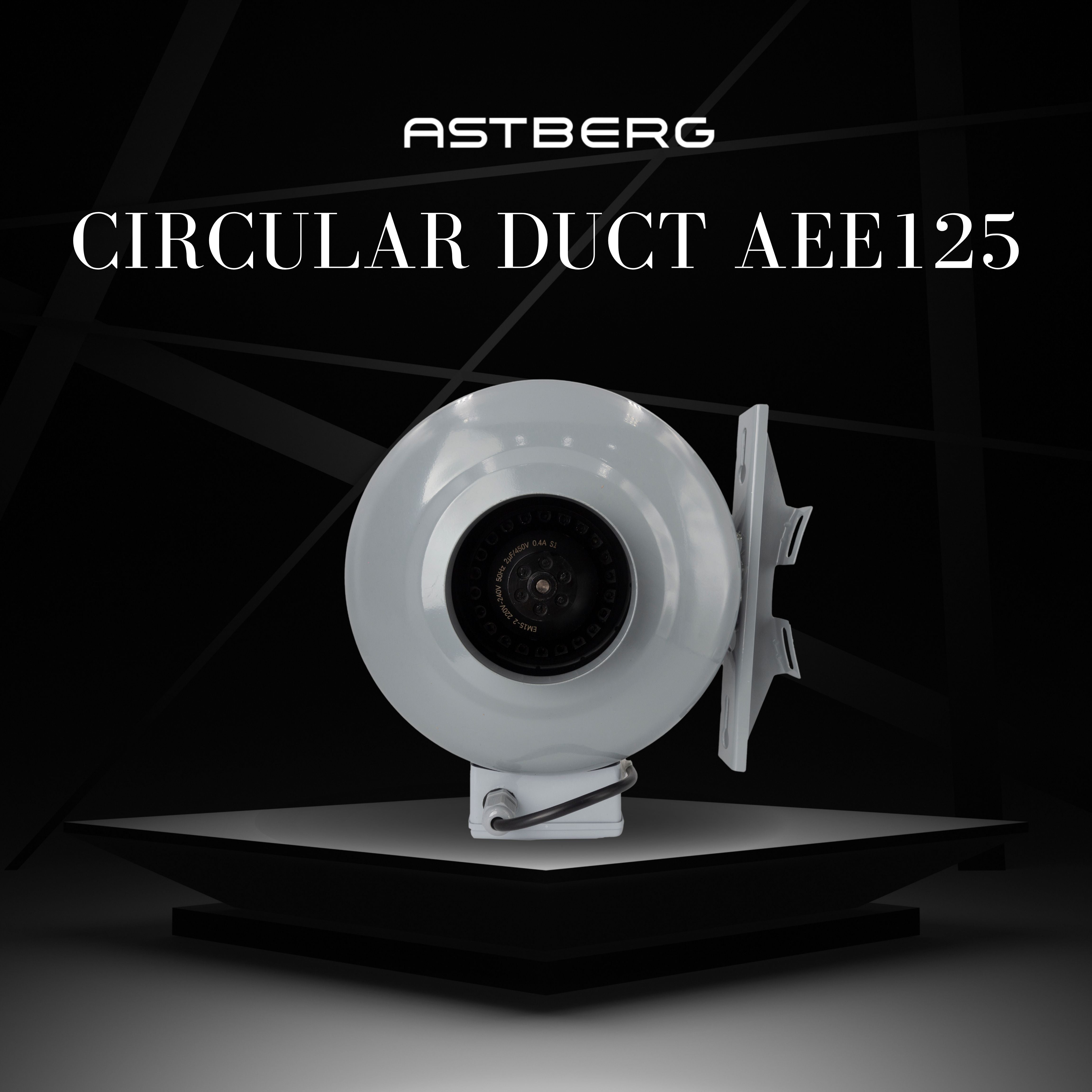 Astberg AEE125G Circular Inline Duct Fan (125 mm / 5", 370 m³/h, 217 CFM)