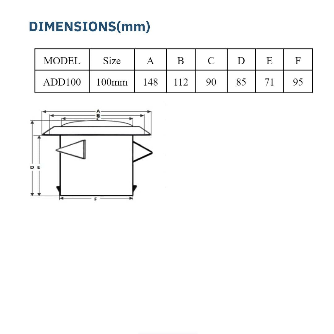 ASTBERG SUPPLY ROATATING  DIFFUSER VOLUME CONTROLER VALVE 100MM 4"