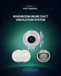 ASTBERG 40-60 SQ. WASHROOM INLINE DUCT VENTILATION SYSTEM VERTICAL/HORIZONTAL DUCT UPTO 15FT.