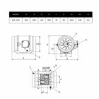 ASTBERG BLACK MIXFLOW CIRCULAR INLINE DUCT VENTILATION FAN WITH SWITCH AFB250 1500CMH 250MM 10"