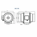 ASTBERG EC MOTOR SILENT MIXFLOW CIRCULAR INLINE VENTILATION FAN WITH REGULATOR AND VARIABLE SPEED AEC150 530CMH 150MM 6"