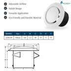 Astberg ABS DISK DIFFUSER VOLUMER CONTROLLER VALVE 100MM 4"-ADD100