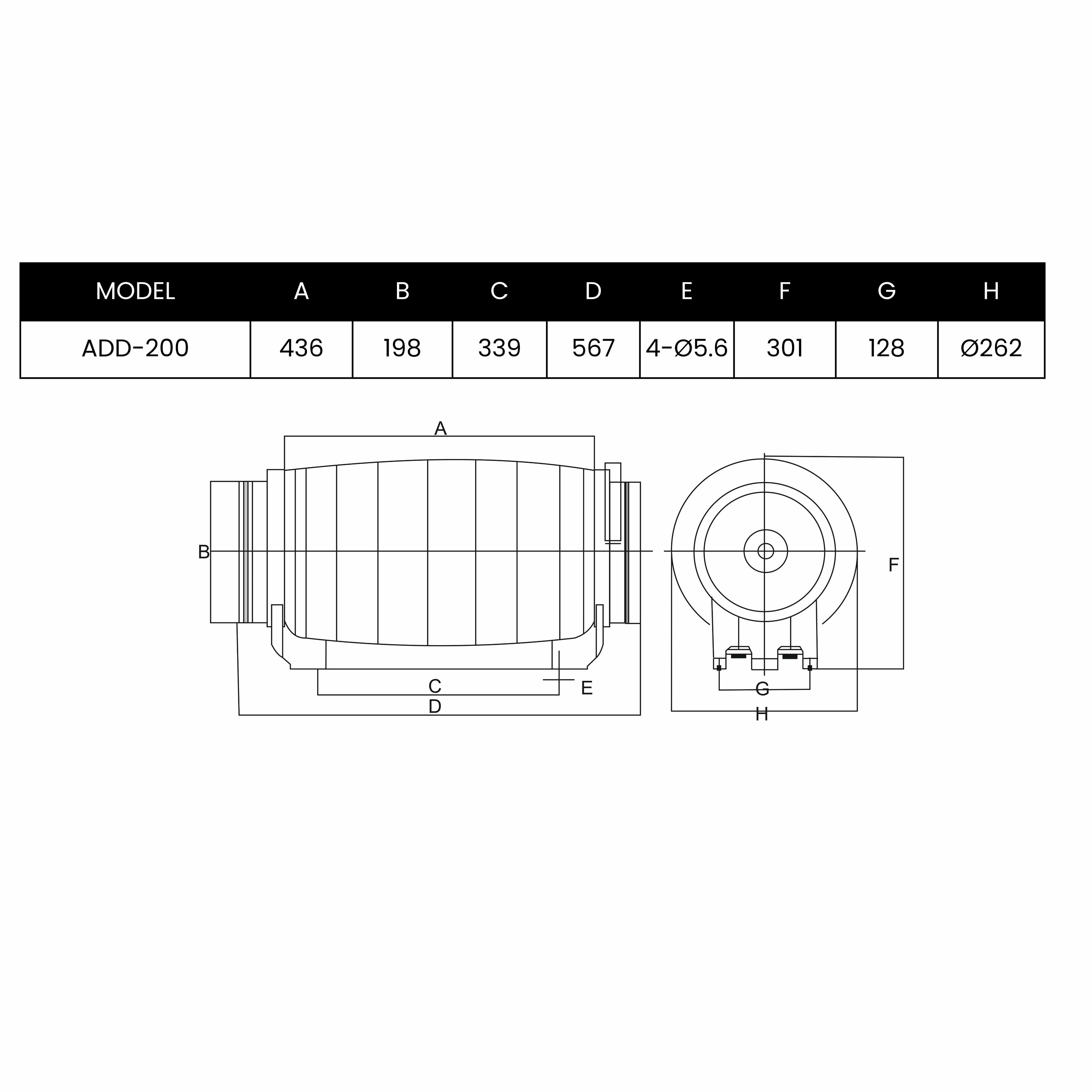ASTBERG SUPER SILENT MIXFLOW INLINE DUCT VENTILATION FAN  ADD200P 200MM 8" 840 CMH