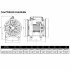 ASTBERG DUST COLLECTOR BLOWER EXHAUST PORTABLE INLINE DUCT VENTILATION BLOWER FAN ASHT250 10" 2200CMH