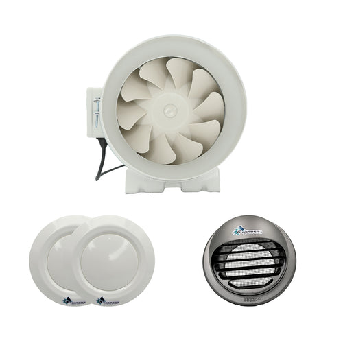 ASTBERG 120-170 SQ. WASHROOM INLINE DUCT VENTILATION SYSTEM HORIZONTAL DUCT UPTO 35FT-350FT