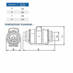 ASTBERG SILENT HEAVY DUTY MIXFLOW CIRCULAR INLINE DUCT VENTILATION FAN TYPHOON160 570CMH 150MM 6"