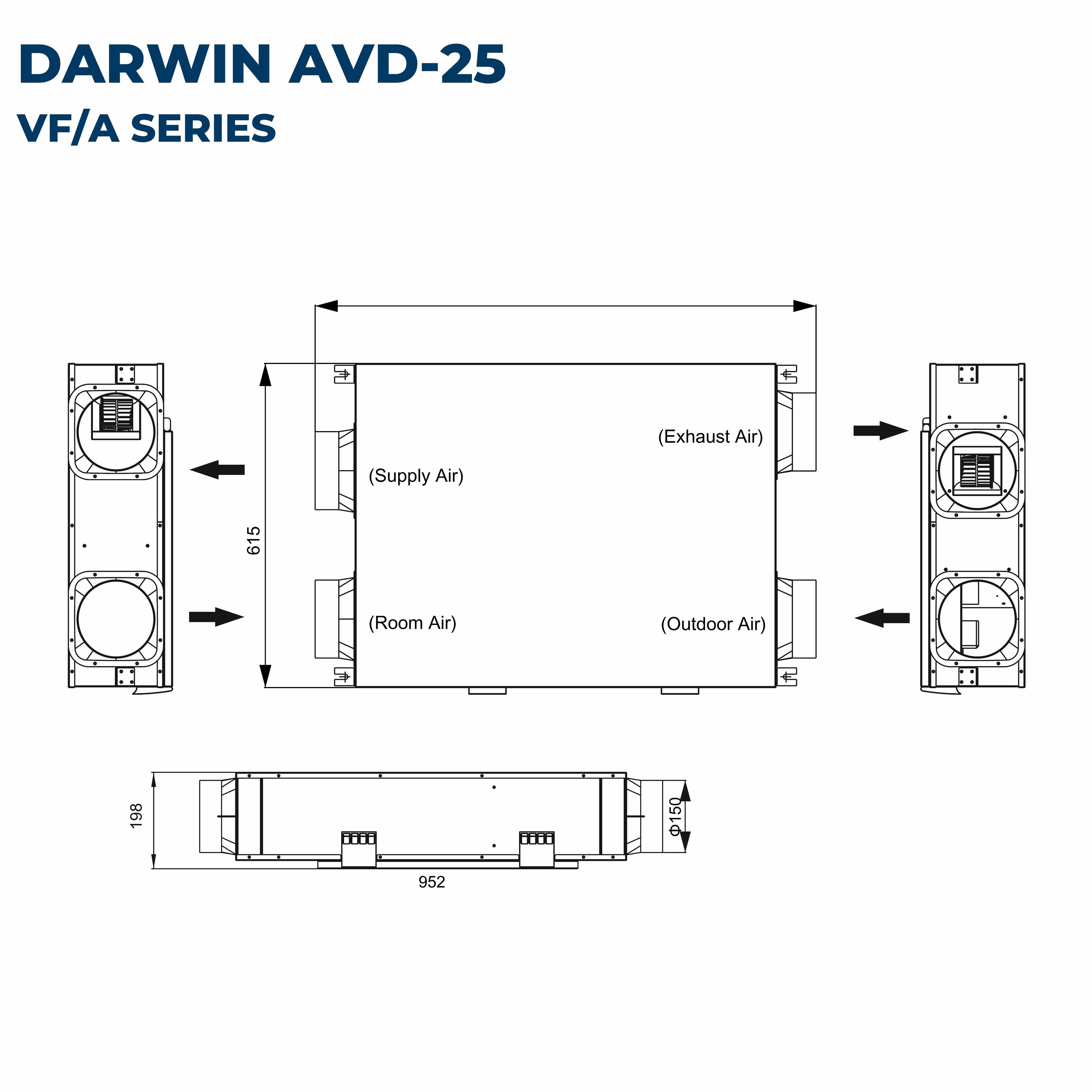 Astberg DARWIN HYBRID ERV AMERICAN TECHNOLOGY IFD FILTERS AVD25 280CMH FRESHAIR AIR PURIFICATION SYSTEM (NON REPLACEABLE FILTERS)85-88% ENERGY RECOVERY EFFICIENCY