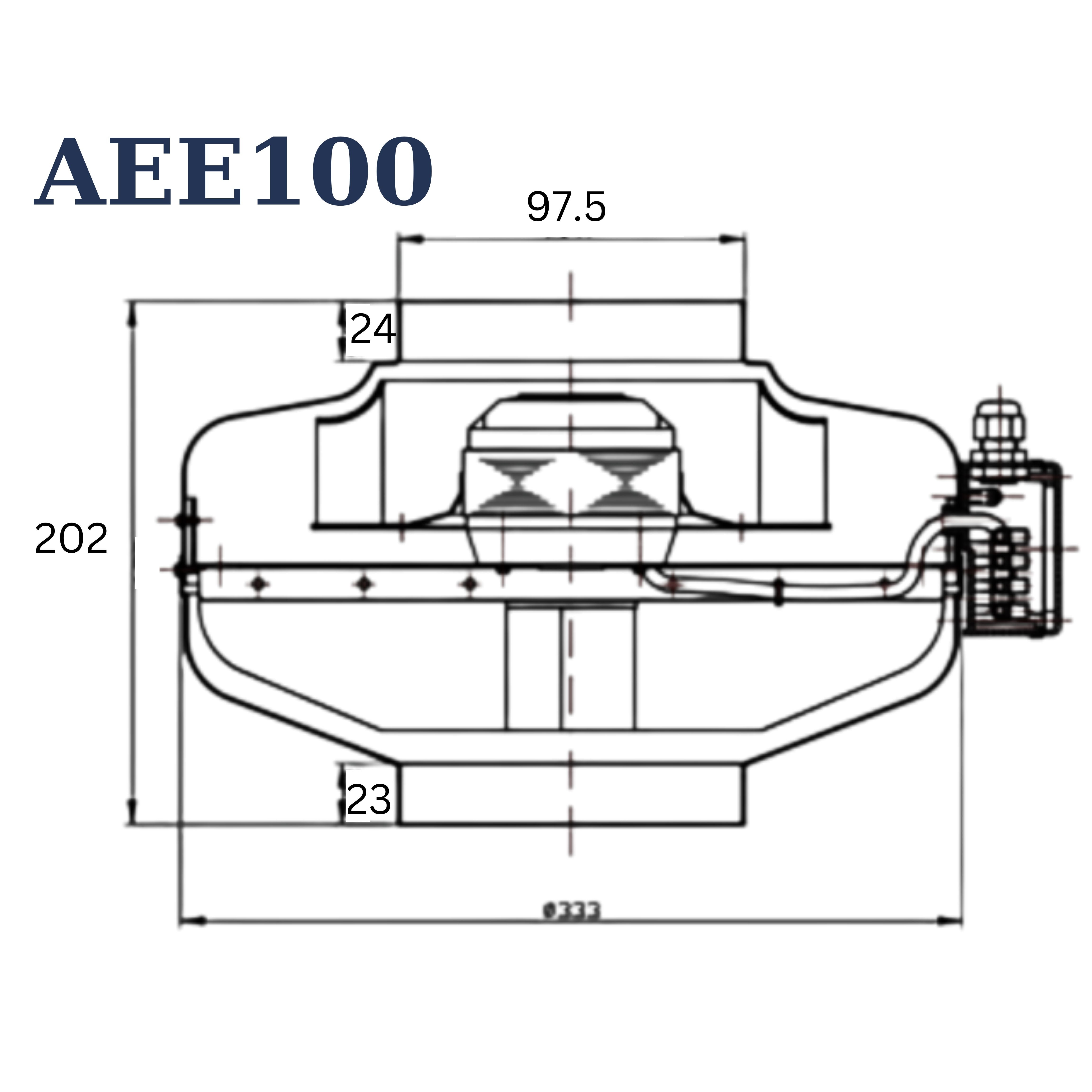 Circular Inline Duct Fan AEE100G (100 mm / 4") 290 m³/h (170 CFM)