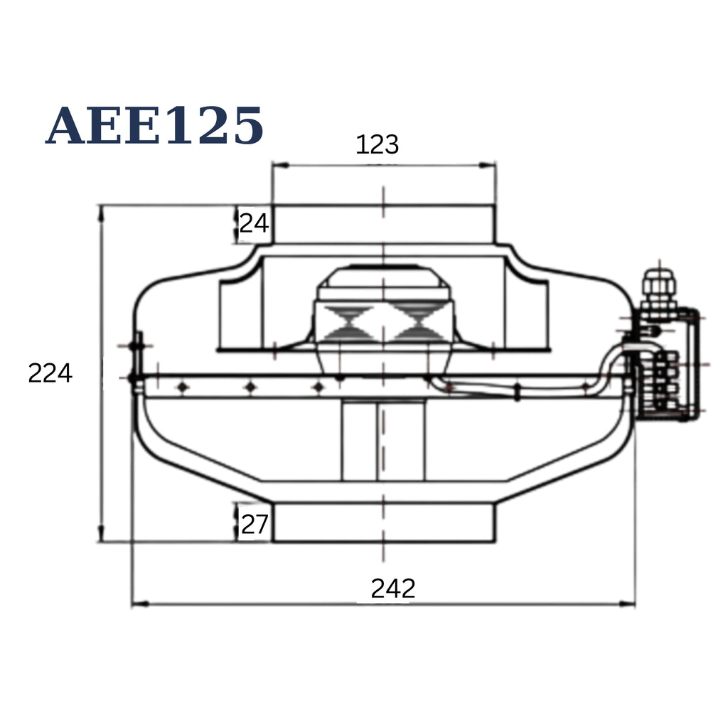 Astberg AEE125G Circular Inline Duct Fan (125 mm / 5", 370 m³/h, 217 CFM)