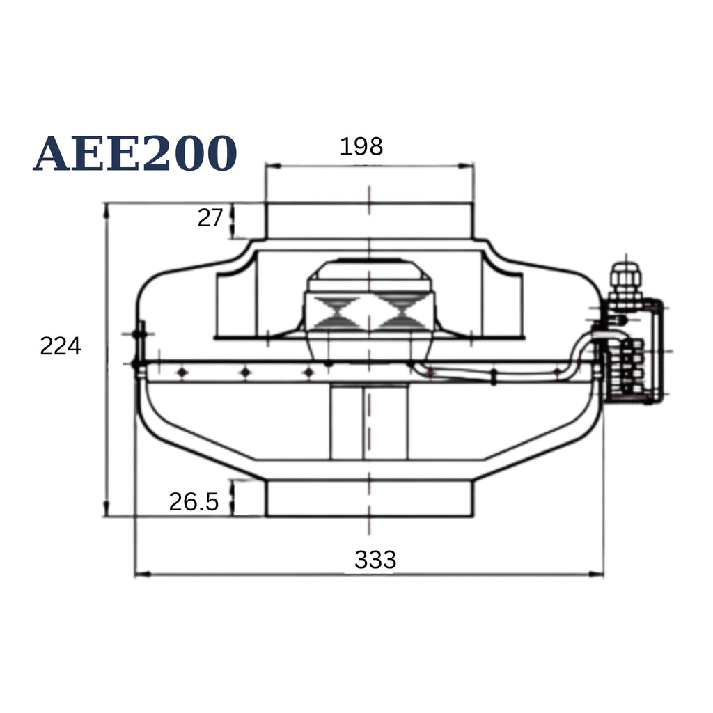 Astberg AEE200G Circular Inline Duct Fan (200 mm / 8") 1020 m³/h | 600 CFM