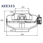 ASTBERG AEE315G CIRCULAR INLINE DUCT FAN (315 mm/12") )(1600 m³/h) (942 CFM)
