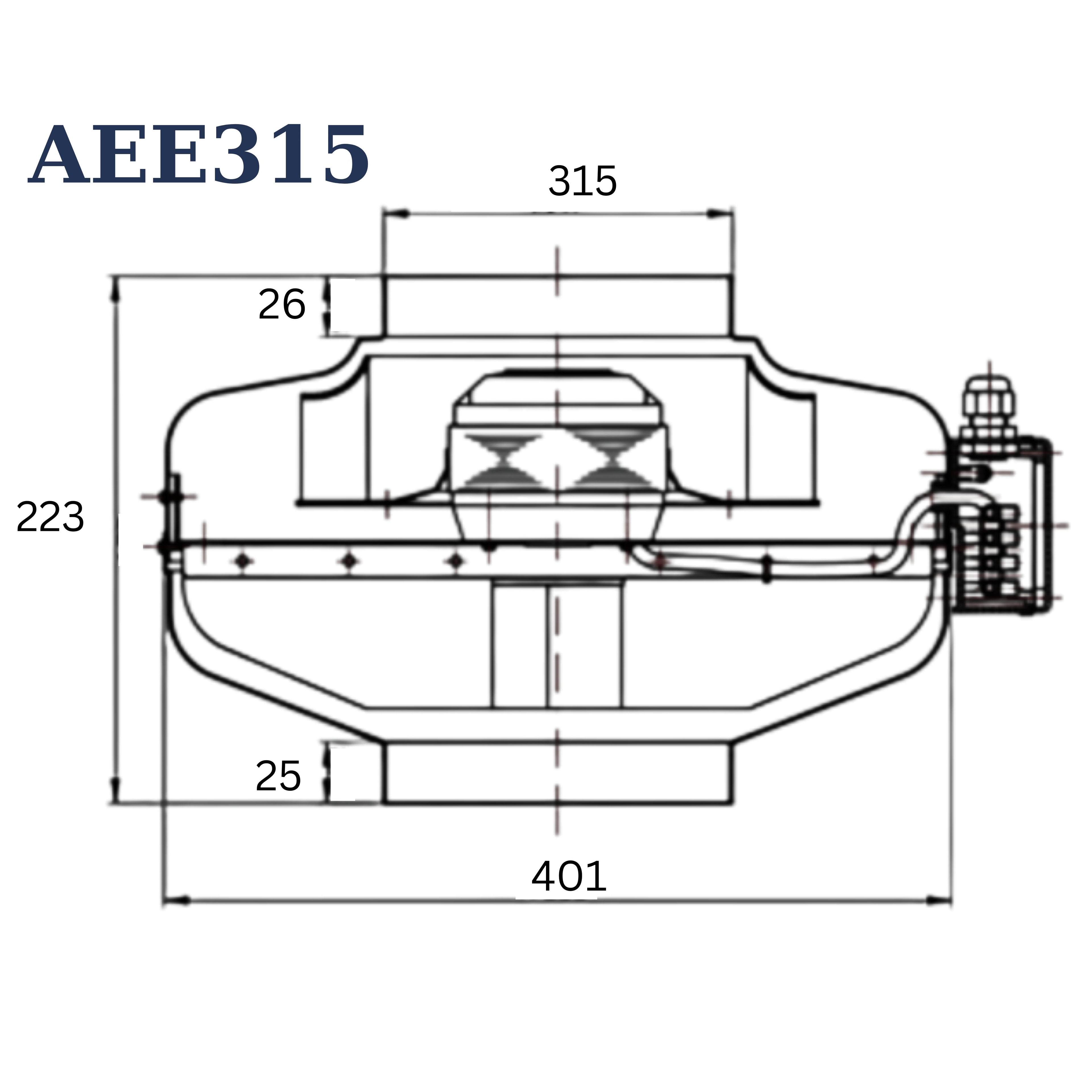 ASTBERG AEE315G CIRCULAR INLINE DUCT FAN (315 mm/12") )(1600 m³/h) (942 CFM)