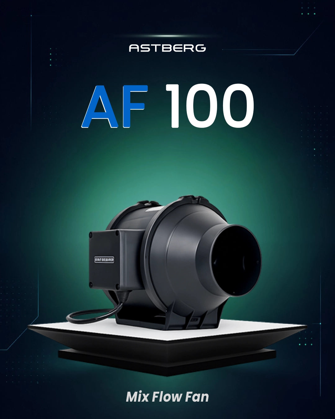 ASTBERG AF100P SILENT MIXFLOW INLINE CIRCULAR DUCT VENTILATION EXHAUST FAN 198CMH 100MM