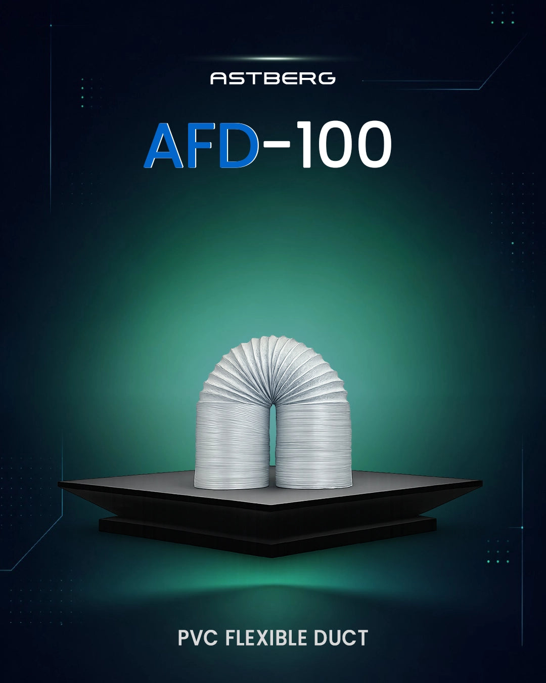 ASTBERG PVC FLEXIBLE INSULATED DUCT PIPE 100MM 4" 32 10MTR-AFD100