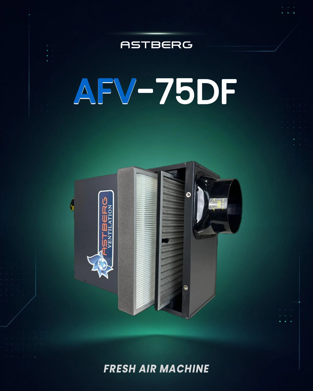 ASTBERG FRESHAIR  VENTILATION UNIT WITH HEPA CARBON DUST FILTERS AFV75 750CMH