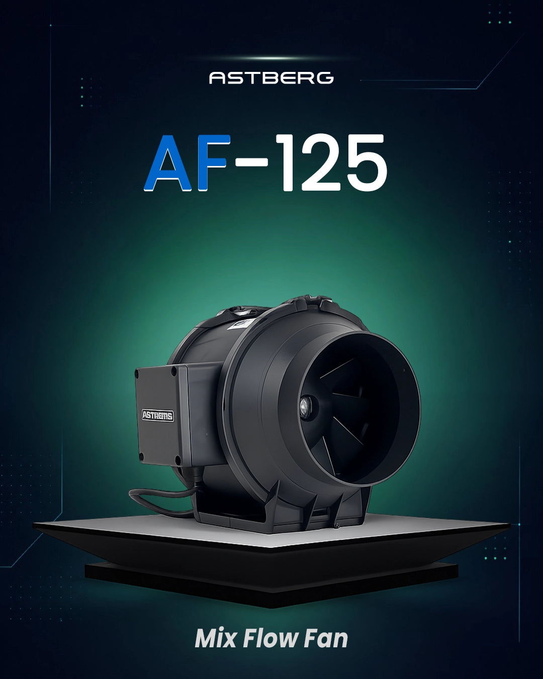 ASTBERG AF125 SILENT INLINE EXHAUST FAN (125mm / 5") ,284 CMH,167 CFM