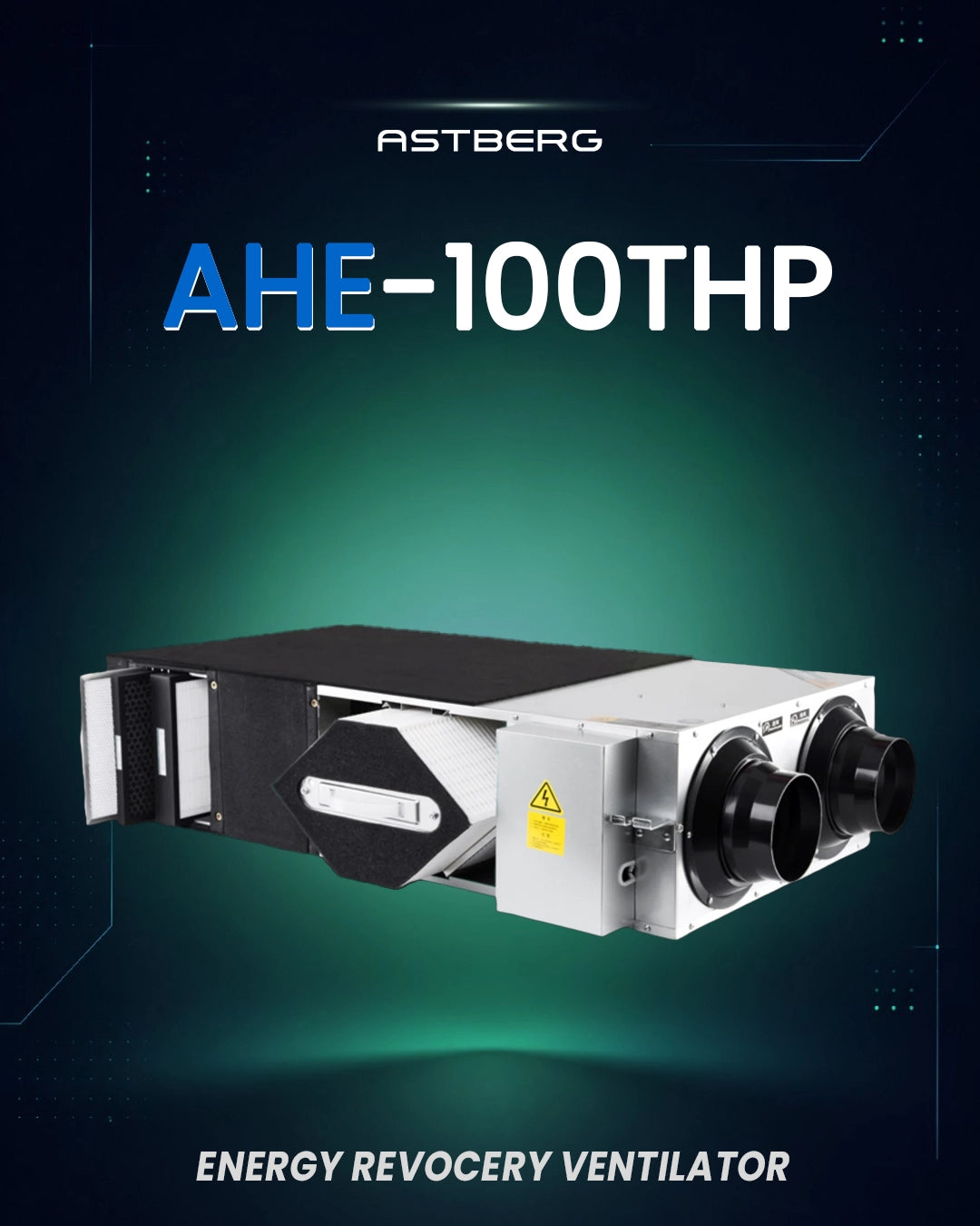 ASTBERG ERV HRV ENERGY/HEAT RECOVERY FRESHAIR VENTILATION AHE100 1000CMH HEPA CARBON DUST H13 FILTERS / 78-84% RECOVERY EFFICIENCY
