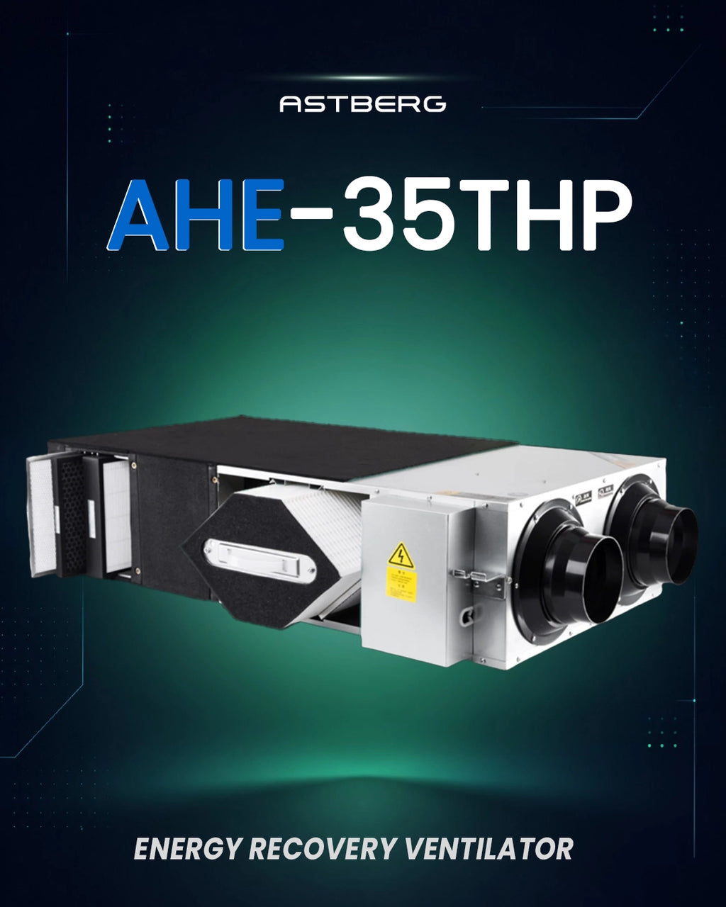ASTBERG ERV HRV ENERGY/HEAT RECOVERY FRESHAIR VENTILATION HEPA CARBON DUST FILTER AHE35 350CMH H13 FILTERS / 78-84% RECOVERY EFFICIENCY