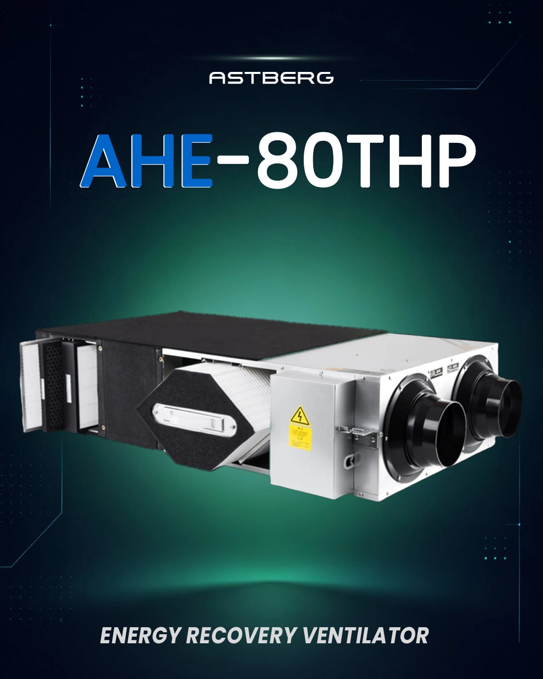 ASTBERG ERV HRV ENERGY/HEAT RECOVERY FRESHAIR VENTILATION HEPA CARBON DUST FILTER  AHE80 800 CMH H13 FILTERS / 78-84% RECOVERY EFFICIENCY