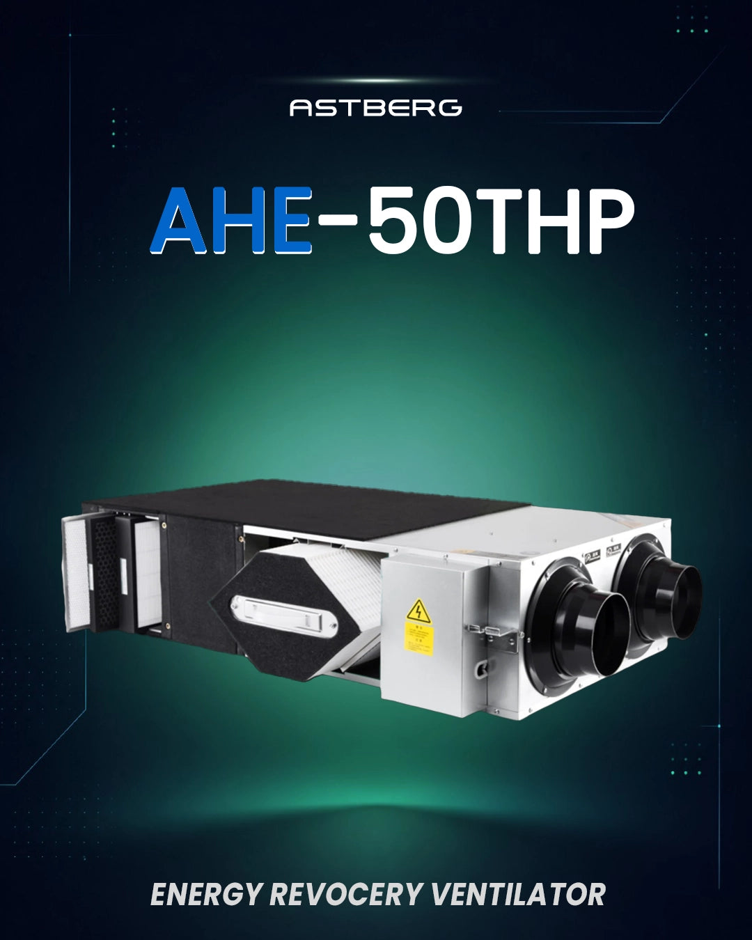 ASTBERG ERV HRV ENERGY/HEAT RECOVERY FRESHAIR VENTILATION HEPA CARBON DUST FILTER AHE50 500CMH H13 FILTERS / 78-84% RECOVERY EFFICIENCY