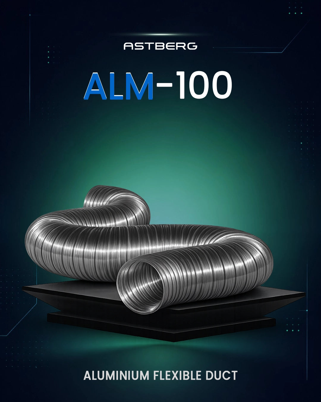 ASTBERG ALUMINIUM FLEXIBLE DUCT 100MM/4INCHES
