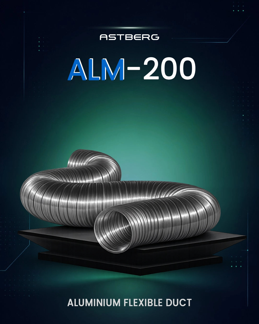 ASTBERG ALUMINIUM FLEXIBLE DUCT 200MM/8 INCHES