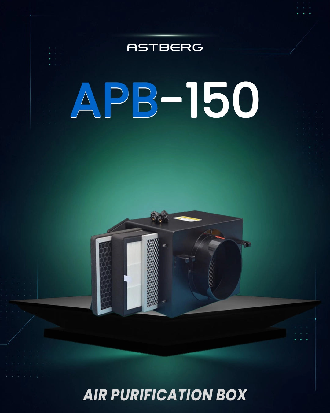 ASTBERG PURIFICATION FILTER BOX HEPA CARBON DUST FILTER SETUP (150mm/6")- APB150