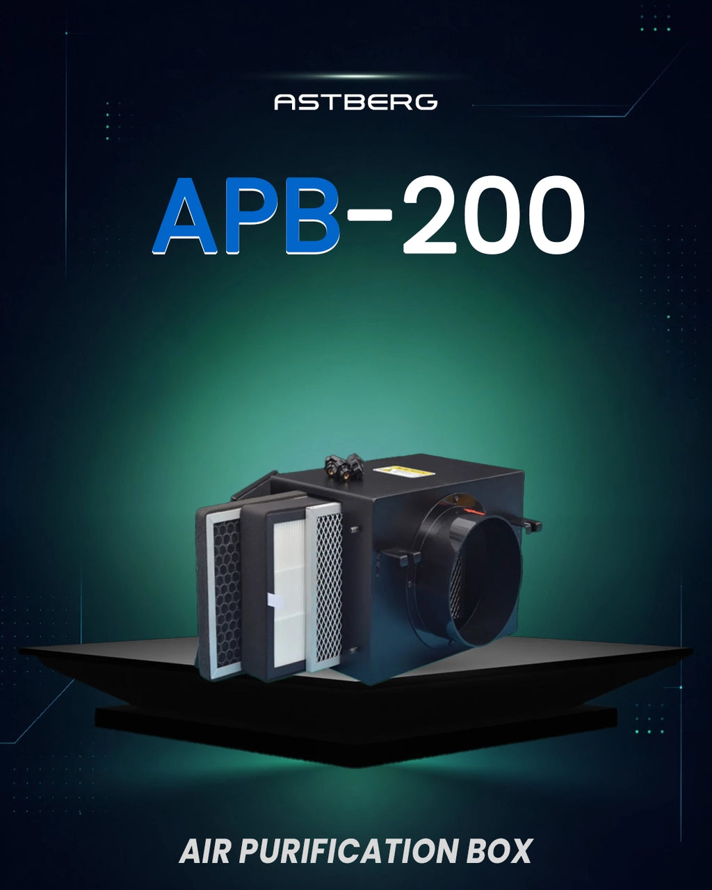 ASTBERG PURIFICATION FILTER BOX HEPA CARBON DUST FILTER SETUP 8" 200MM- APB200