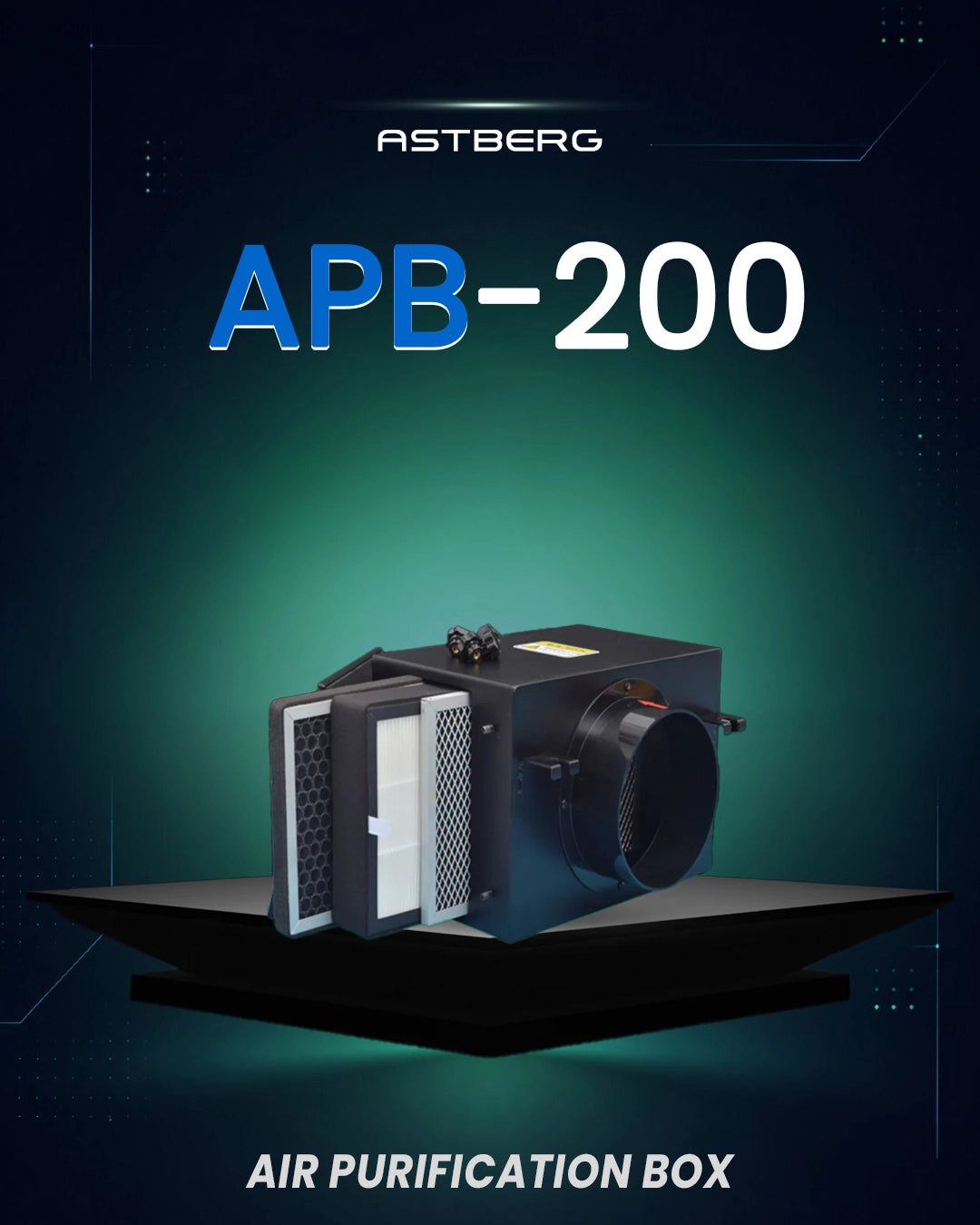 ASTBERG PURIFICATION FILTER BOX HEPA CARBON DUST FILTER SETUP 8" 200MM- APB200