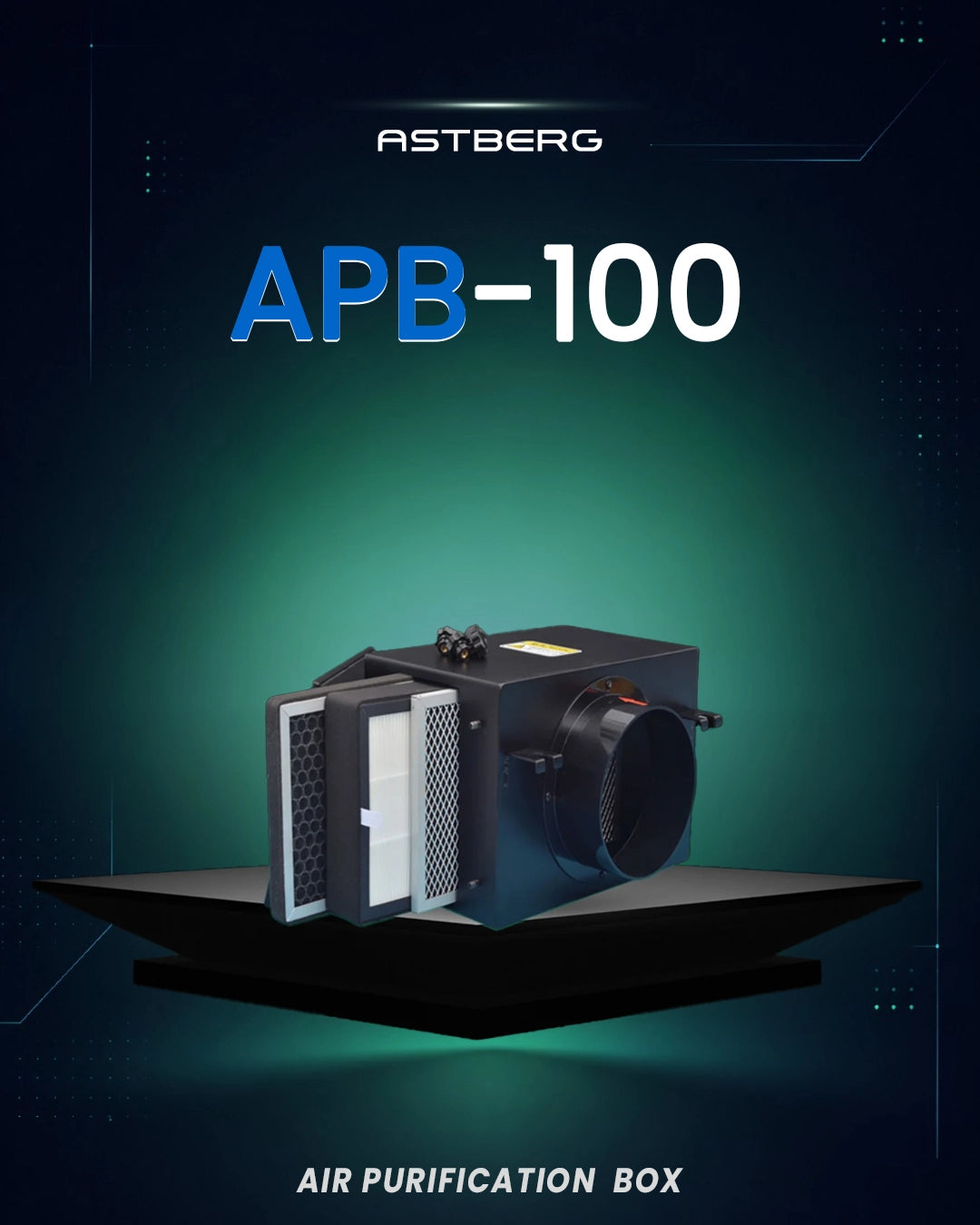 ASTBERG PURIFICATION FILTER BOX HEPA CARBON DUST FILTER SETUP 4" 100MM-APB100