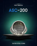 ASTBERG STEEL OUTER PIPE  COWL WITH MESH SS304  200mm 8"  ( ASC200)