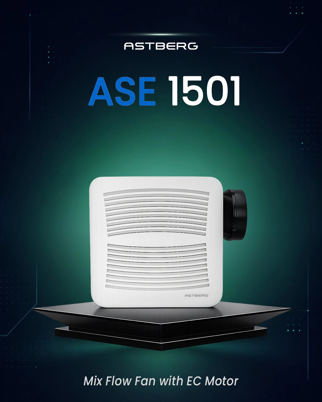 ASTBERG METAL HEAVY DUTY  SILENT CEILING MOUNTED CASSETTE EXHAUST VENTILATION FAN ASE1501  260CMH 150MM 6"